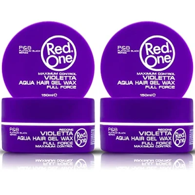 Image of RedOne Hair Styling Aqua Wax Violetta 2x 150 ml Gel Ultra Hold Men &amp; Women Lavender Scent Maximum Control