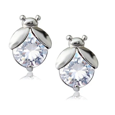 Image of Crystalline Azuria Women Girls 18ct White Gold Plated Zirconia Crystals Ladybugs Stud Earrings
