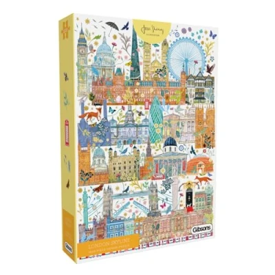 Image of London Skyline 1000 Piece Jigsaw Puzzle Britain Sustainable for Adults Premium 100% Recycled Board Great Gift Gibsons Games
