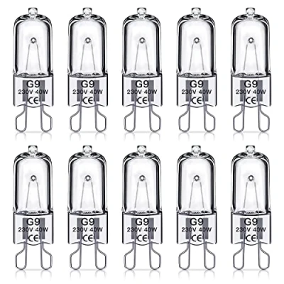 Image of SILKIT G9 Halogen Light Bulbs 40W, No Flickering, Dimmable, 600lm, 2800K, Capsule Bulb, Warm White, 10 Pack