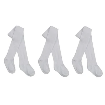 Image of Tick Tock Baby Girls Cotton Rich Plain Tights 3 Pack White 0 6 months