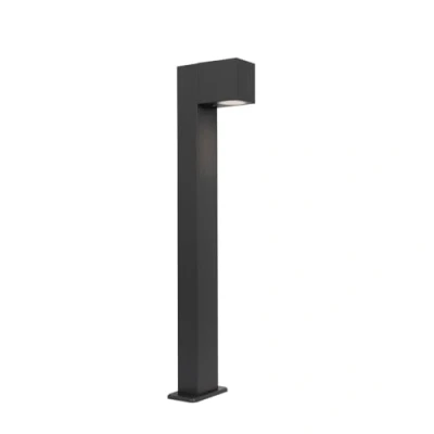Image of Qazqa Industrial Standing Outdoor Pole I Bollard Post lamp Dark Gray 65 cm IP44 Baleno Garden Modern Suitable for LED GU10 1 Light Aluminium