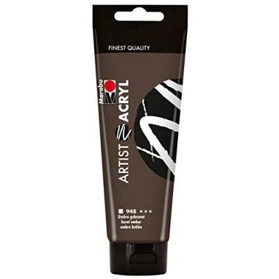 Image of Marabu 12200044948 Artist Acrylic, Burnt Umbra 120 ml, Fine Acrylic Paint in Quality, Water Based, Pastose Consistency, Highly Pigmented, Very Good Brilliance and Coverage