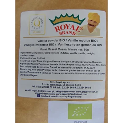 Image of Organic Vanilla Bean Powder / Ground 1.76 oz 50 g Without pesticides and