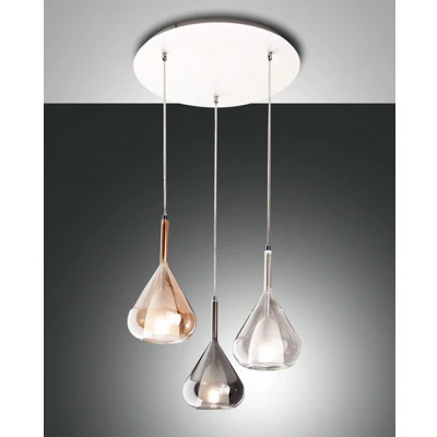 Image of Lila Cluster Pendant Ceiling Light Amber, Grey And Transparent Glass, E27