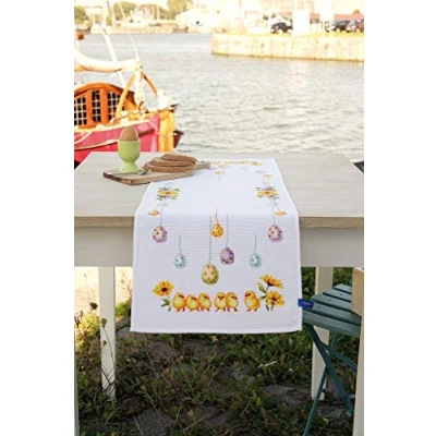 Image of Vervaco Counted Cross Stitch: Runner: Chicks and Eggs, COTTON NA, 32 x 84cm
