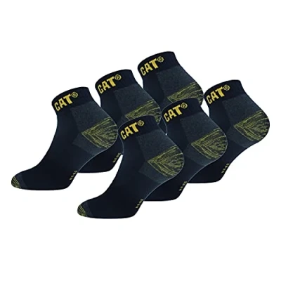 Image of Caterpillar Premium Work Sneaker 6 Pairs Men&#039;s Socks Accident Prevention Double Reinforced Heel and Toe Yarn of Excellent Quality Cotton Sponge (Blue, 9 11)