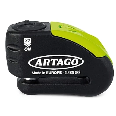 Image of Artago 30X14 High End Motorcycle Disc Lock with or Without Alarm, Don&#039;t Touch System 120dB, Sold Secure &amp; SRA Approved, 5mm Anti Drill, 14mm Double Locking, Moto Theft Wheel Brake