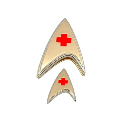 Image of QMx Quantum Mechanix Star Trek: Discovery Enterprise Medical Badge and Pin Set, Multicolor, One Size