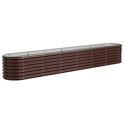 Image of vidaXL Garden Raised Bed 260x40x36 cm Brown Powder coated Steel Planter for Outdoor, Patio, Balcony Oval Flower Box