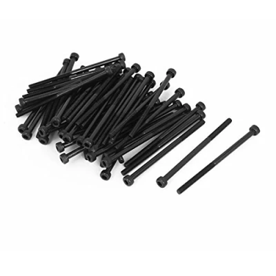 Image of Sourcingmap M3x55mm 12.9 Alloy Steel Hex Socket Screws Partially Threaded Bolt Black 50Pcs
