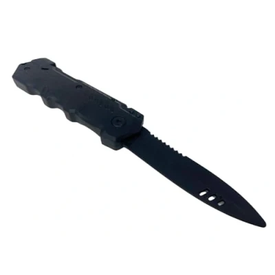 Image of Rubber Johnnies Retractable Blade Commando Knife, Fake, Plastic, Con Safe, 21cm Long, Lightweight, Halloween Costumes, Movie Props, Rambo Knife