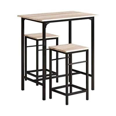 Image of SoBuy OGT10 N, Bar Set 1 Table and 2 Stools, Home Kitchen Breakfast Furniture Dining