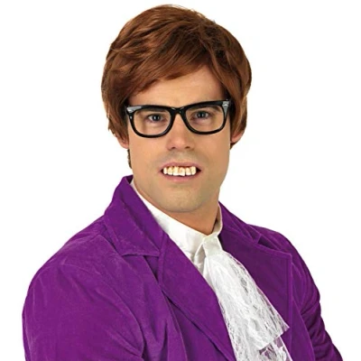 Image of Fun Shack Mens Spy Movie Wig, Brown Gigolo Wig Mens, Character Wigs, 1960s Costume Powers Goofy Groovy Men One Size