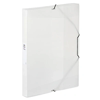 Image of Viquel Plastic Folder with Elastic Bands A4 Size File Box Identification Label on The Side Made in France Translucent colourless