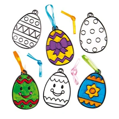 Image of Baker Ross AC666 Easter Egg Acrylic Suncatcher Hanging Window Decoration Kit for Children to Paint Creative Craft Set Kids (Pack of 8)