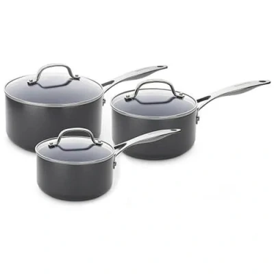 Image of GreenPan Venice Pro Hard Anodised Ceramic Non Stick 3 Piece Saucepan Set