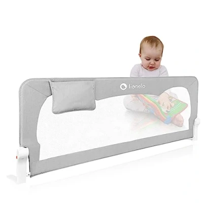 Image of Lionelo Hanna Bed barrier 150cm (59&quot;) Length, 65cm (26&quot;) High, Child Safety with 180 Recline Foldable Design, Breathable, Secure StandSafe Lock, Easy Installation Eco Friendly, Storage Pocket