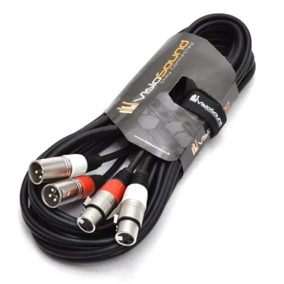 Image of 2 x Male XLR to Female Balanced Microphone Twin Lead/Audio Patch Cable 5m