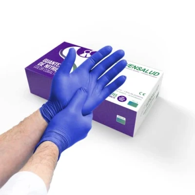 Image of VENSALUD Disposable NITRILE Gloves Powder Free Resistant For Laboratories, Sanitary, Kitchen, Tattoo Studios, Veterinary, Cleaning Latex 100 pcs. Cobalt Blue Size XL
