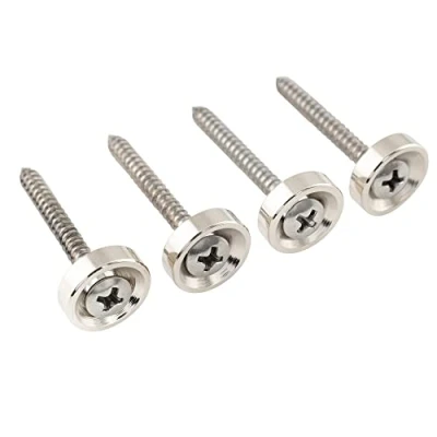 Image of Musiclily Pro 15mm Steel Neck Joint Bushings Ferrules with Screws for Electric Guitar Bass, Nickel (Set of 4)