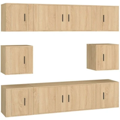 Image of vidaXL 8 Piece TV Cabinet Set Sonoma Oak Engineered Wood