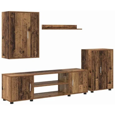 Image of vidaXL 4 Piece TV Cabinet Set pcs Old wood Engineered