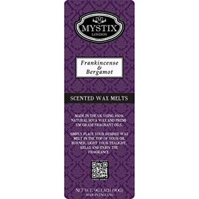 Image of Mystix London Frankincense &amp; Bergamot Wax Melts Clamshell 90g (10 Cubes) 100% Natural SOYA Long lasting Fragrance for Aromatherapy Soothing Atmosphere