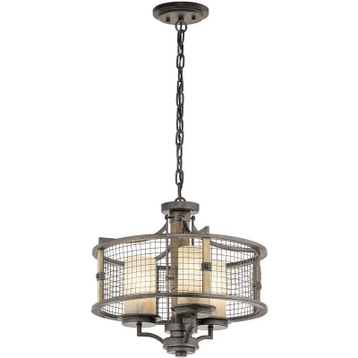 Image of Ahrendale 3 Light Pendant Chandelier Mesh Iron, E27