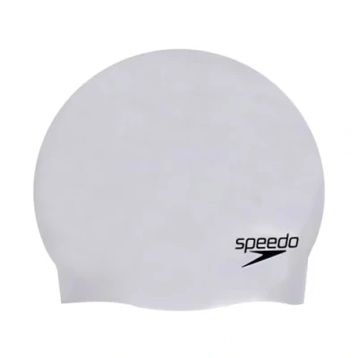 Image of Speedo Unisex Plain Moulded Silicone Swimming Cap Tried and Trusted, Grey, One Size