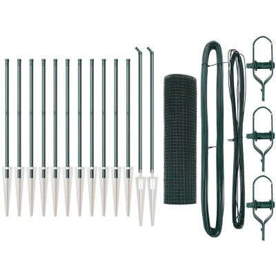 Image of vidaXL PVC Fence Post Set of 2 Green PVC, Metal 25 x 0.5 m