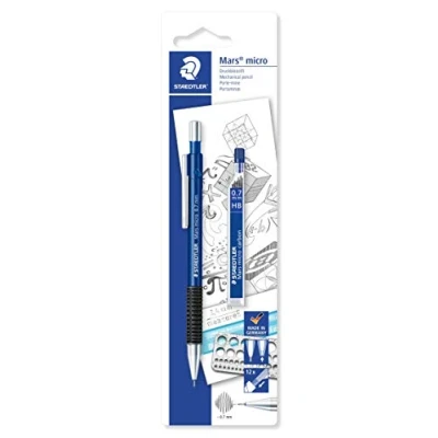 Image of STAEDTLER 7757BK25DA Mars Micro Mechanical Pencil 0.7mm (Blistercard of 1 + 12 Lead Refills)