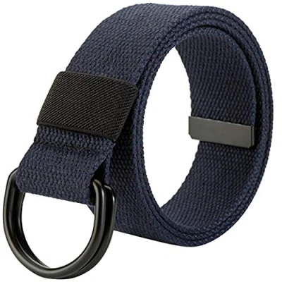 Image of HotYou Unisex Tactical Belt，Canvas Belt with D ring,Dark Blue,Width:3.8 CM,Length:110 CM