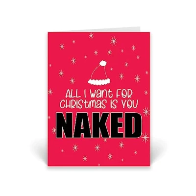 Image of Rib ticklerz Funny Christmas Card Husband Wife Boyfriend Girlfriend Joke All I Want For Is You Naked Rude Banter Partner Xmas CD277
