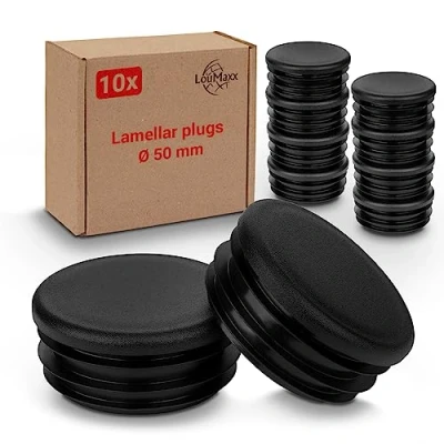 Image of LouMaxx Lamellar Plugs Round 50 mm Tube Cover Black for Pipe Made of Robust Plastic Post Caps Also Perfect Protection as Cap Pack 10
