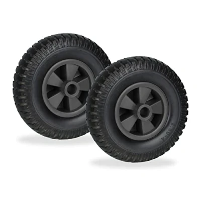 Image of Relaxdays Wheelbarrow Wheels 2.50 4, Set of 2, Solid Rubber, Plastic Centre, up to 80 kg, Replacement Tyre, Black, 2.5 4
