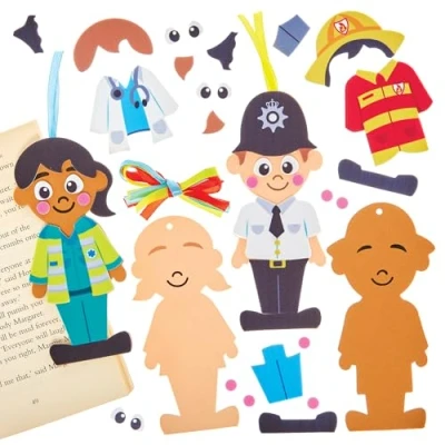 Image of Baker Ross FN058 Everyday Hero Bookmark Kits Pack of 6, World Book Day Kits, Making for Kids