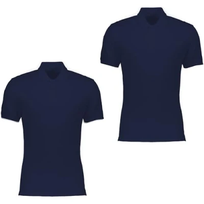 Image of NIYS Pack of 2 Boys Girls Age 4 to 14 Years School Uniform Polo White, Grey, Sky Blue Plain Short Sleeve Shirts Sports Wear (UK, Age, Years, 5 Regular, Navy)