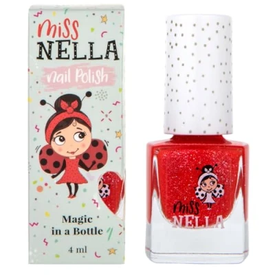 Image of Miss Nella Croco Dazzle Safe Special glittery red Nail Polish for Kids, Non Toxic &amp; Odour Free Formula Children and Toddlers, Water Based Easy Peel Off