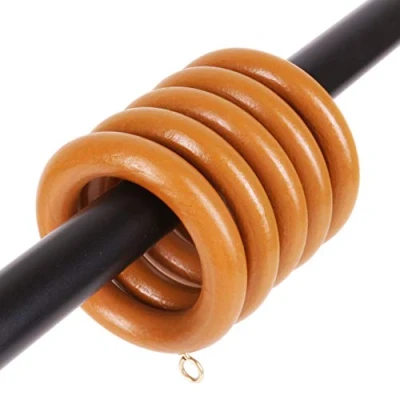 Image of 20x Medium Brown Wooden Curtain Rings with 45mm Inner Diameter to Fit 35mm Pole