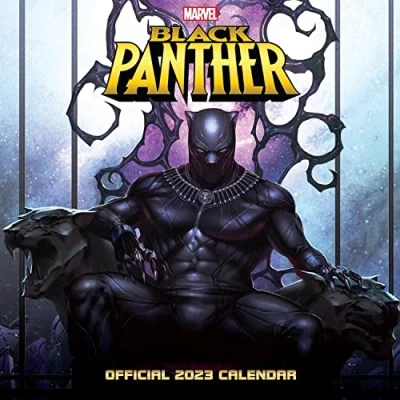 Image of Black Panther 2023 Calendar, Month To View Square Wall Official Product (Black Calendar)