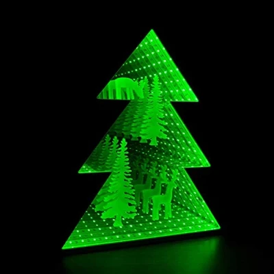 Image of Global Gizmos Xmas Tree Infinity Light With Reindeer Pattern