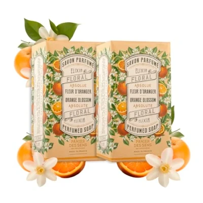 Image of Panier des Sens Orange Blossom Bar Soap Moisturizing Scented Natural with Olive Oil 97% Ingredients Made in France Vegan Friendly Body &amp; Hand Bars