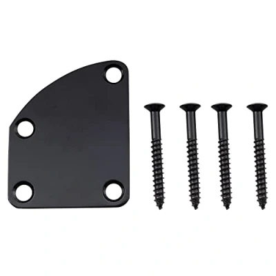 Image of Musiclily 4 Hole Curved Guitar Neck Plate for Strat Tele Electric or Bass,Black