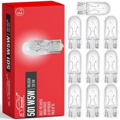 Image of Xtremeauto 501 Bulbs W5W 10 Pack Interior Light 10X Bulb Bulb, Replace Side Car Bulbs, 12V 5W Long Lasting Bright Lights