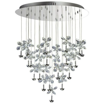 Image of Aviva Ceiling Cluster Pendant Round 28 Light 4000K LED Polished Chrome, Crystal