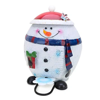 Image of Christmas Concepts® 40cm (16&#039;&#039;) Novelty Metal Pedal Bin Garden Sculpture Gifts Decorations (Snowman)
