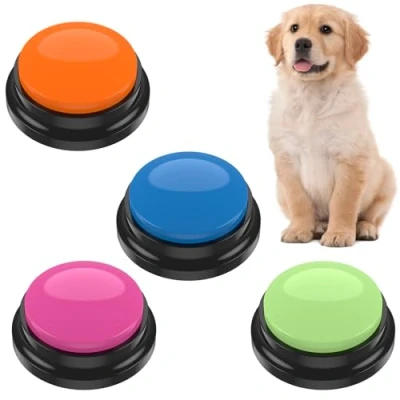 Image of 4pcs Dog Talking Button Recordable Communication Colorful Pet Training Buttons Battery Powered Buzzer Clear Recording for Dogs Pets Speech(4pack)