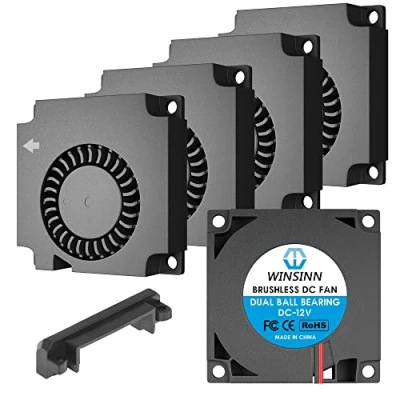 Image of WINSINN Blower Fan 12V 40mm Turbine Turbo 40x10mm 4010 DC Brushless Dual Ball Bearings Cooling with Air Guide Parts For Ender 3 3D Printer 2Pin 0.08A 0.96W 7500+ 5% RPM (Pack of 5Pcs)