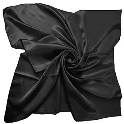 Image of Large Square Plain Nautical Head Neck Scarf Wrap 21 Colours (Black)